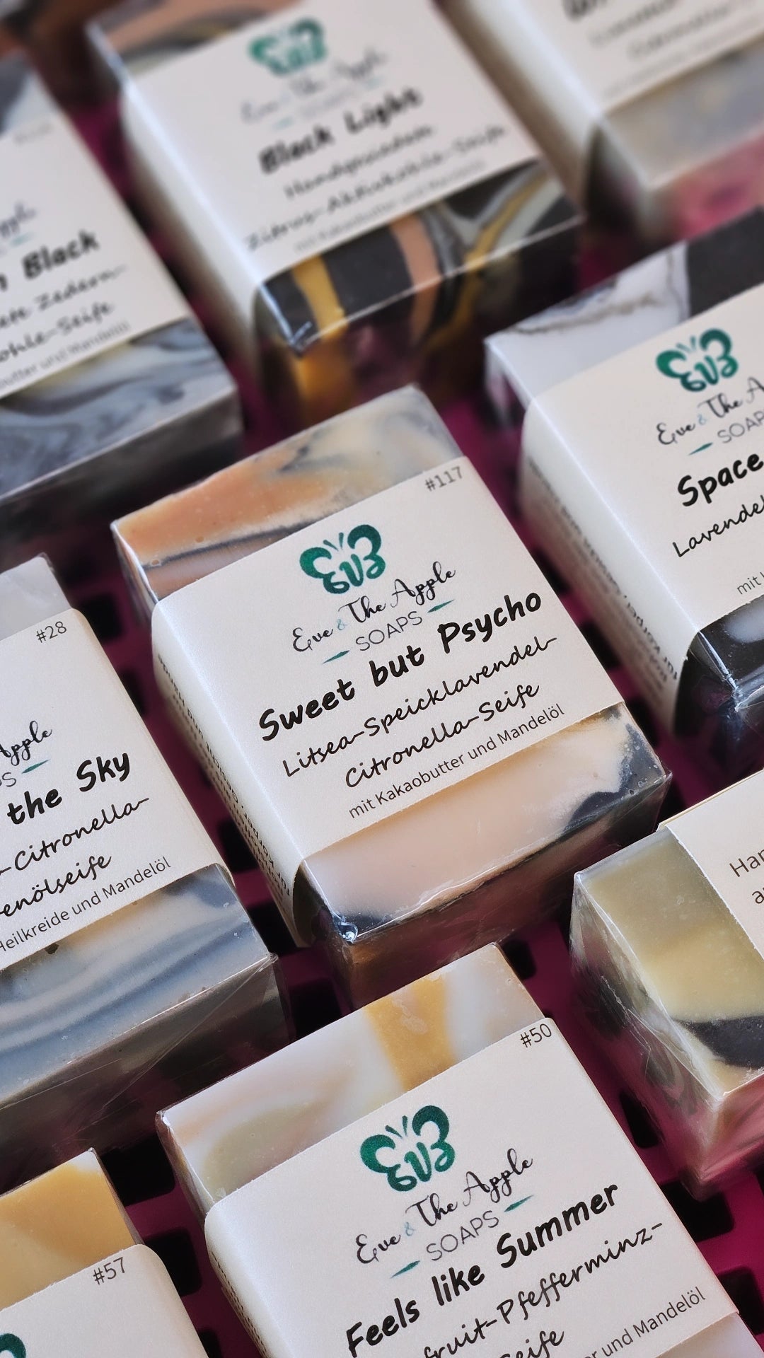SWEET BUT PSYCHO #117 Litsea-Speicklavendel-Citronella-Seife ART SOAP mit Kakaobutter und Mandelöl, beduftet, 130 g