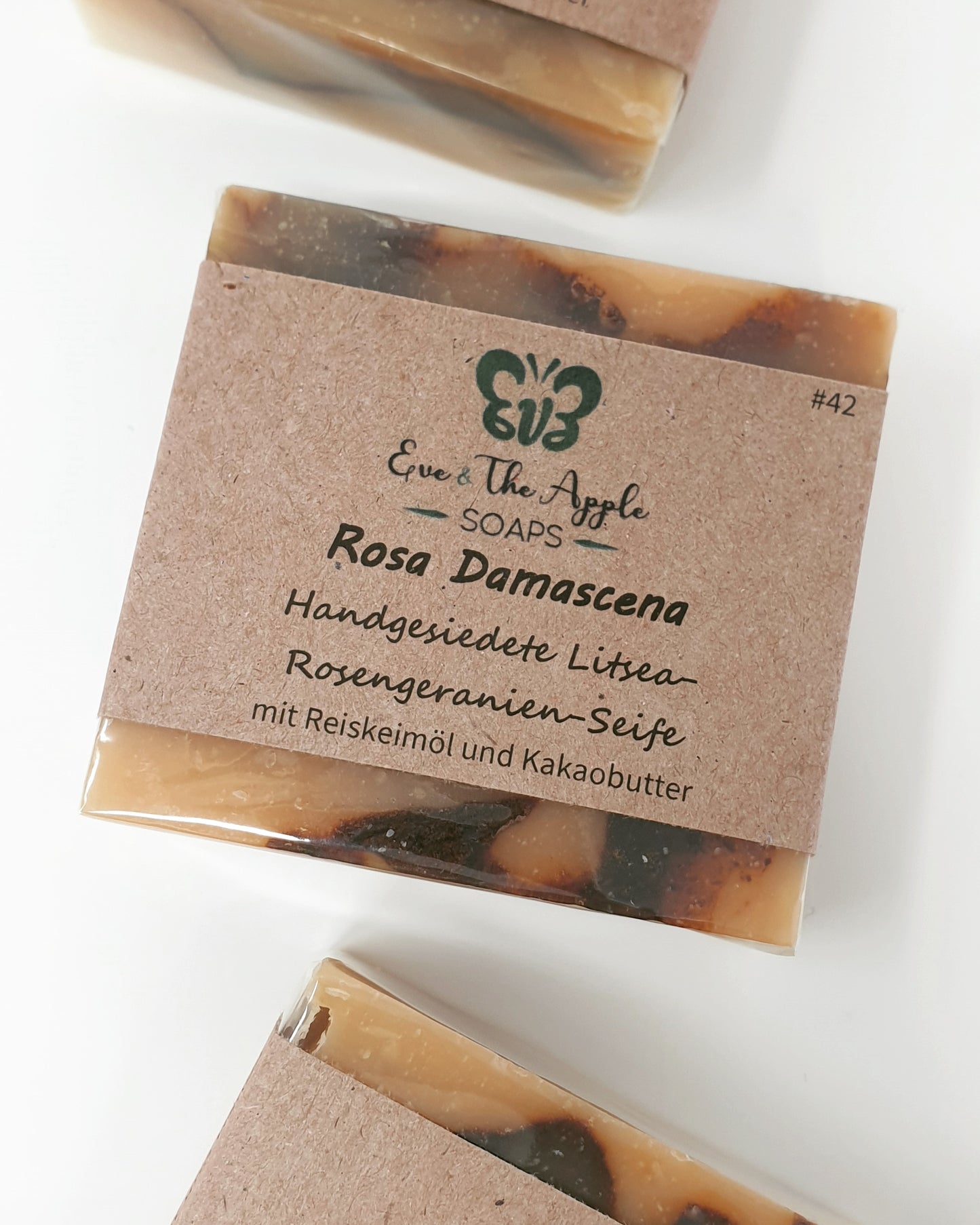 ROSA DAMASCENA #42 Litsea-Rosengeranien-Seife mit Reiskeimöl und Kakaobutter, beduftet, 100 g