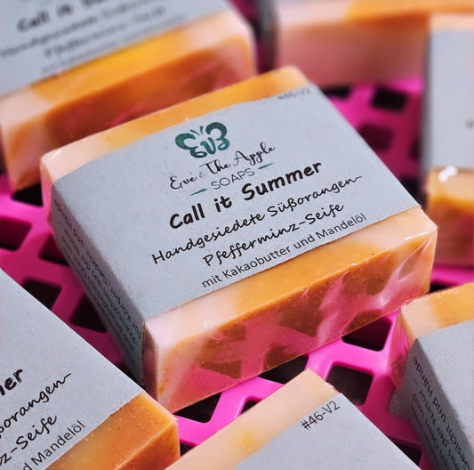 CALL IT SUMMER #46-V2 Süßorangen-Pfefferminz-Seife mit Kakaobutter und Mandelöl, beduftet, 110 g