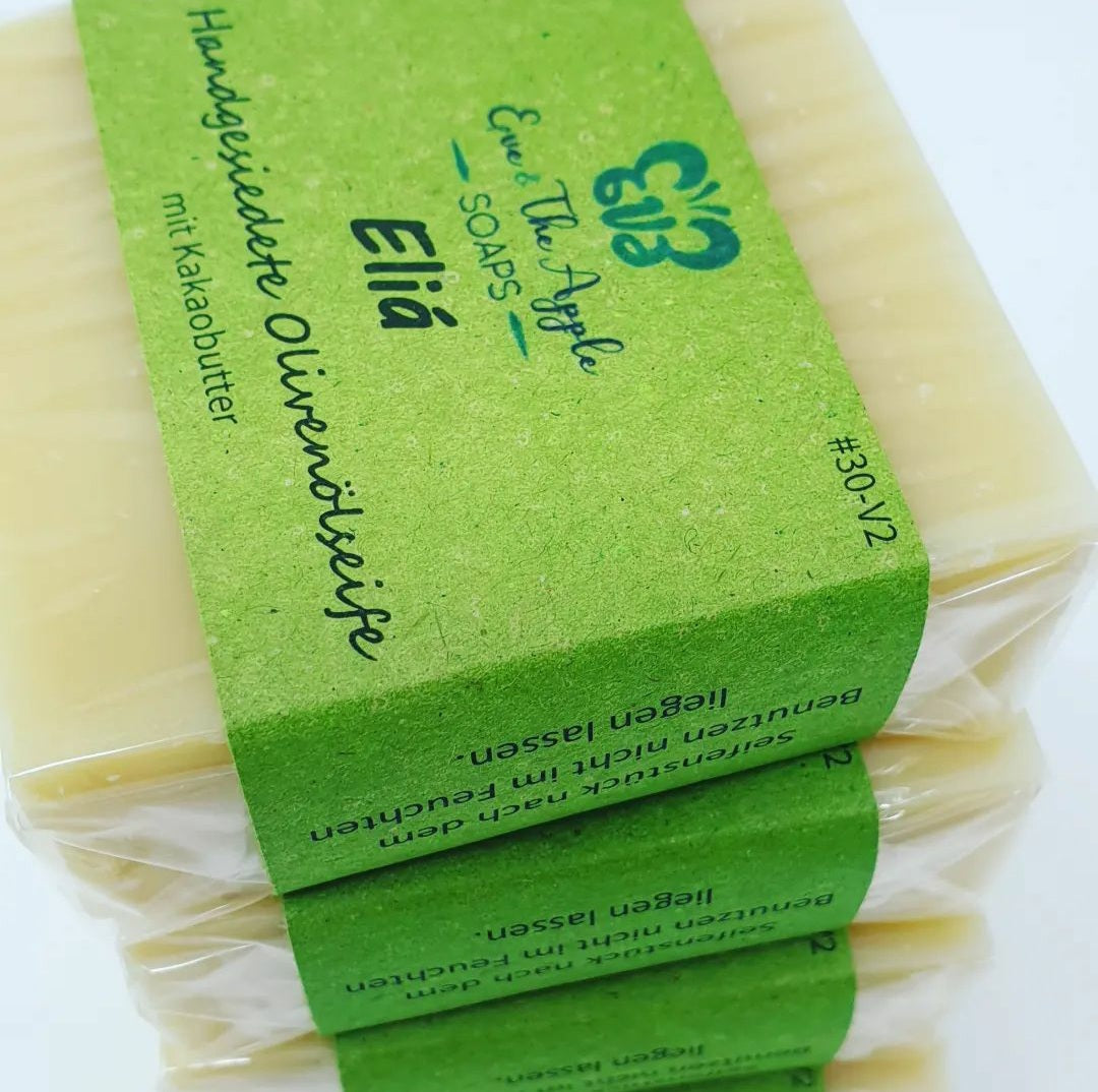 ELIÁ #30-V2 Olivenölseife mit Kakaobutter, eckig, 120 g