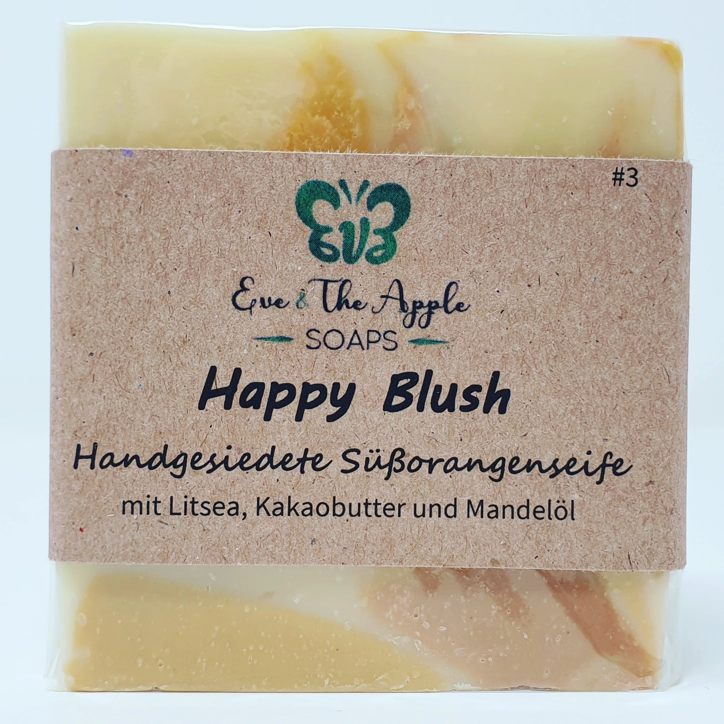 HAPPY BLUSH #3 Süßorangen-Litsea-Seife mit Kakaobutter und Mandelöl, beduftet, 130 g